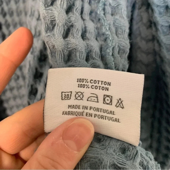 Kassatex blue waffle knit  100% cotton robe - Picture 4 of 5